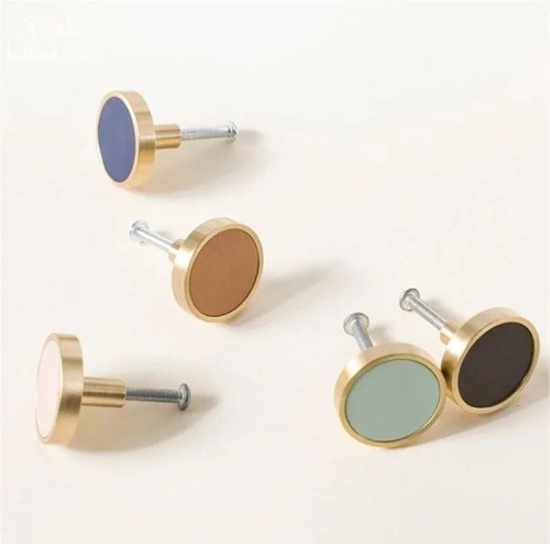 Brass Leather Cabinet Door Handles Colorful Dresser Drawer Knobs Pulls Brass Wardrobe Closet Pulls Kitchen Handle