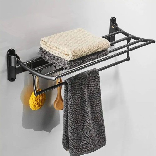 304 Stainless Steel Hotel Stainless Steel Folding Towel Rack With Hook