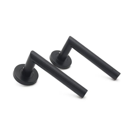 Doorplus Simple Line Return Spring Lever Door Handle Stainless Steel Tube Matt Black Interior Door Handles