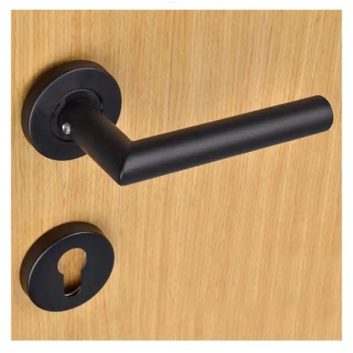 Doorplus Simple Line Return Spring Lever Door Handle Stainless Steel Tube Matt Black Interior Door Handles