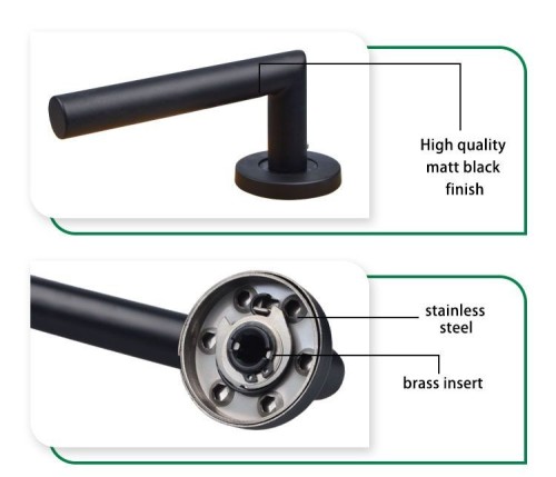 Doorplus Simple Line Return Spring Lever Door Handle Stainless Steel Tube Matt Black Interior Door Handles