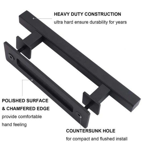 Modern Vintage And Rustic Grab Handles Carbon Steel Black Coating Door  Handles