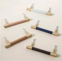 Brass Leather Cabinet Door Handles Colorful Dresser Drawer Knobs Pulls Brass Wardrobe Closet Pulls Kitchen Handle