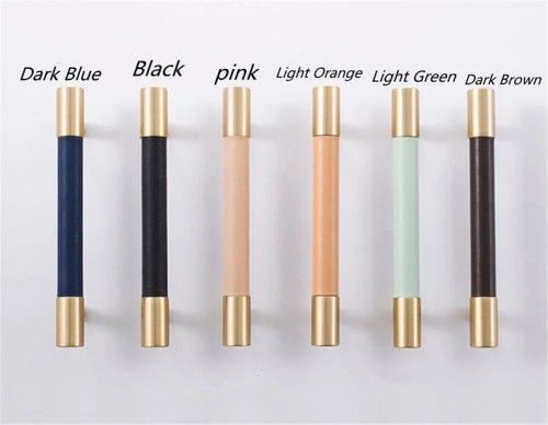 Brass Leather Cabinet Door Handles Colorful Dresser Drawer Knobs Pulls Brass Wardrobe Closet Pulls Kitchen Handle